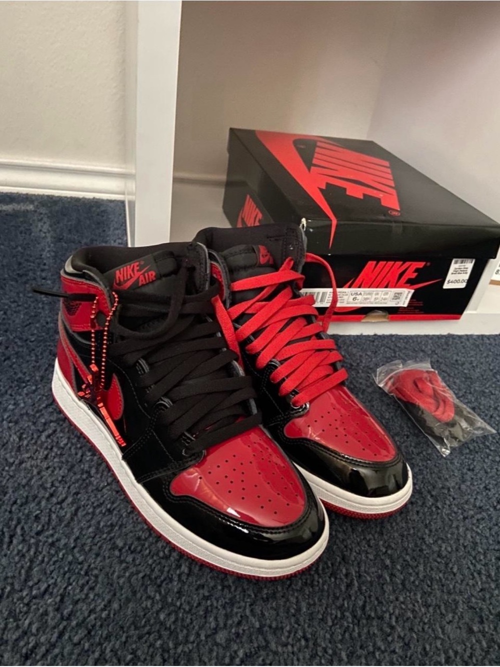 Nike Black and Red Jordan 1 Shoe Box with Bold Logo